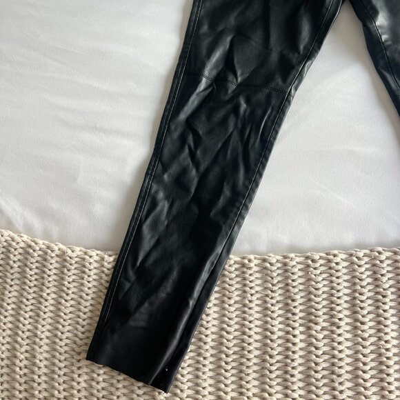 Zara Women's Skinny Black Faux Leather Pants with Ankle Zippers Medium - Picture 7 of 8